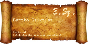 Bartko Szixtusz névjegykártya
